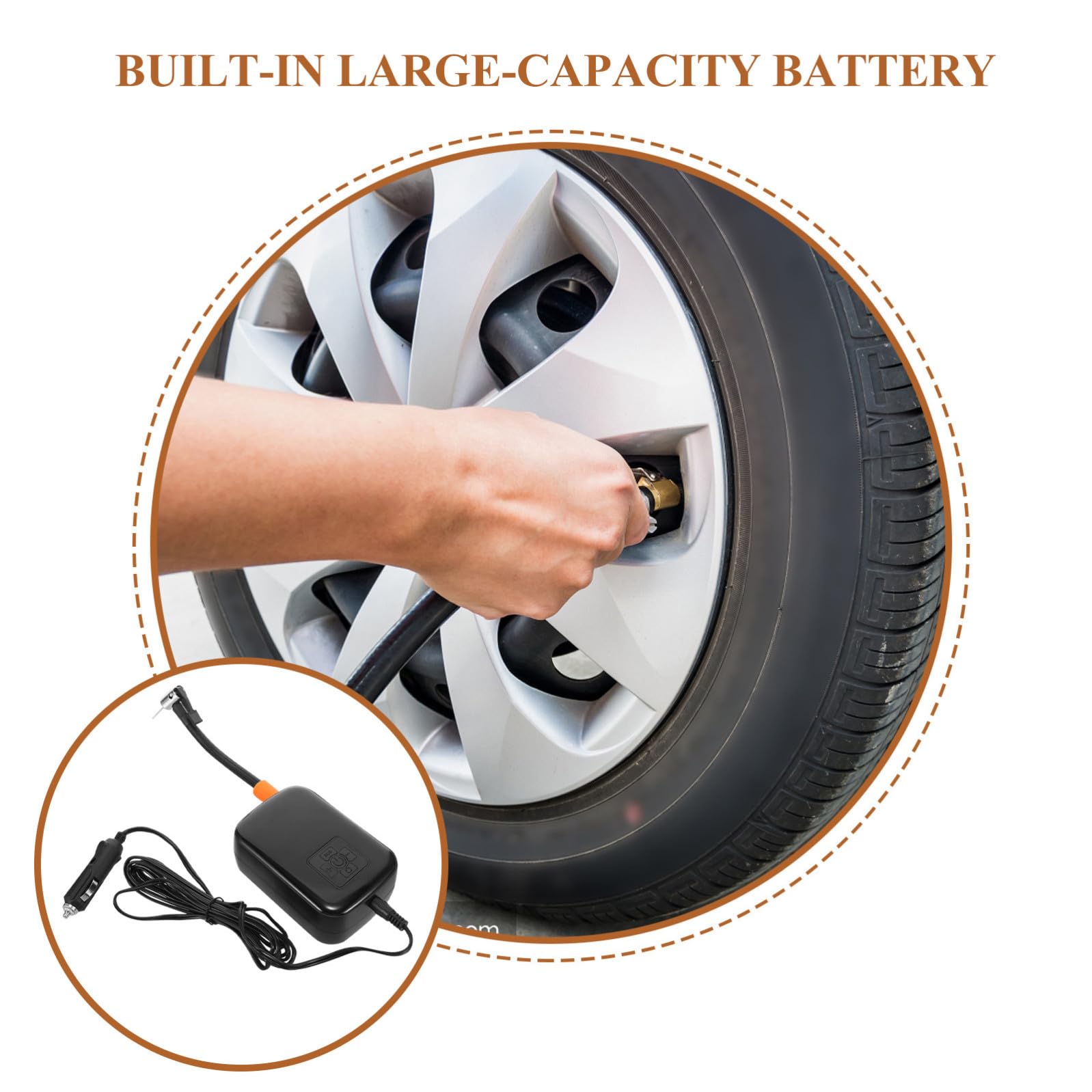 Mikikit Compressore Aria Portatile Gonfiaggio Rapido per Auto Pompa Elettrica Materiale Abs e Componenti Elettronici e Portabilità Pneumatici per Emergenze Stradali