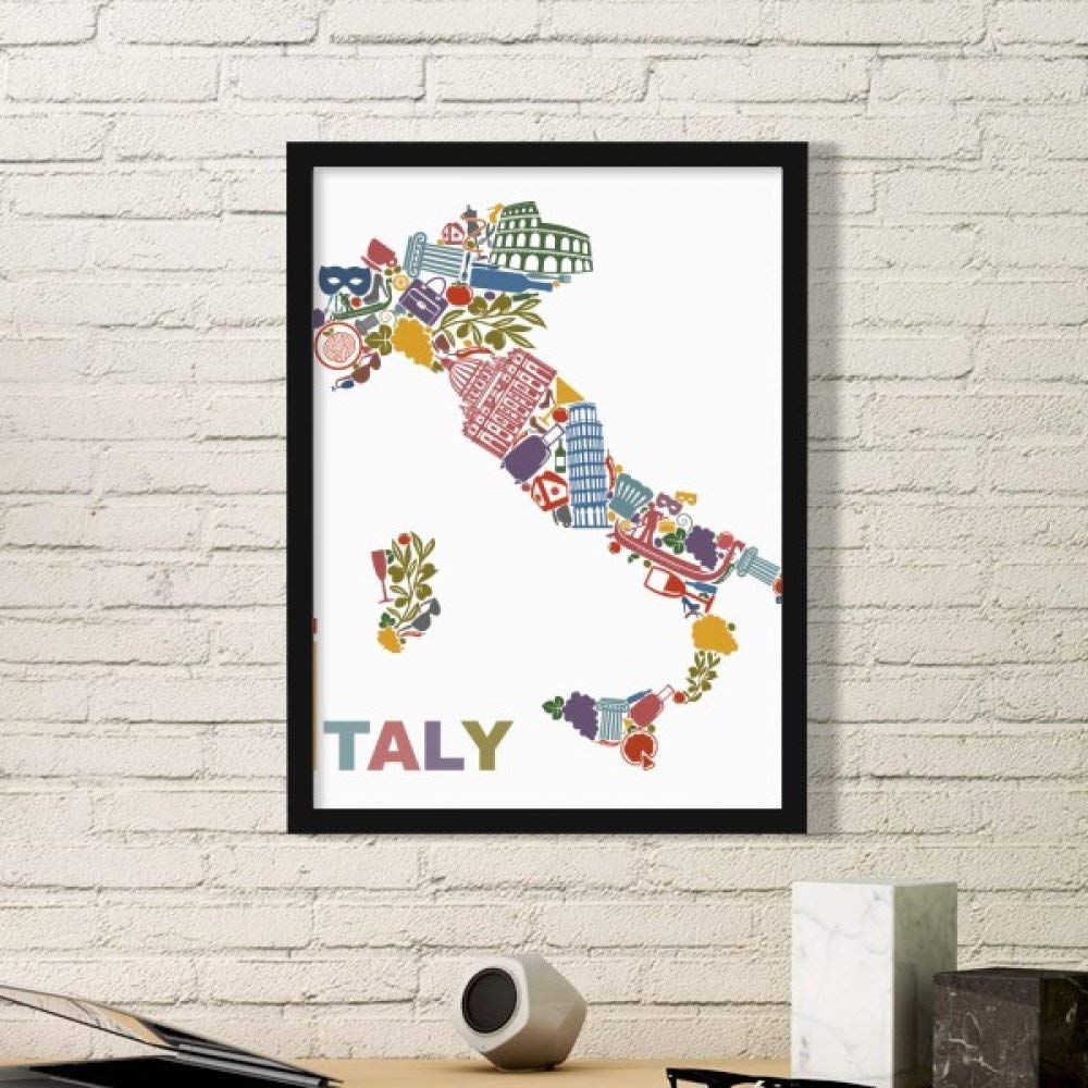 Cadre photo d'art avec motif plan de ville Italie et architecture