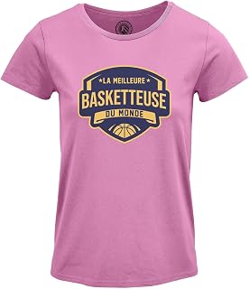T-shirt dam rund hals världens bästa basketspelare sport basket, Rosa orkidé, L