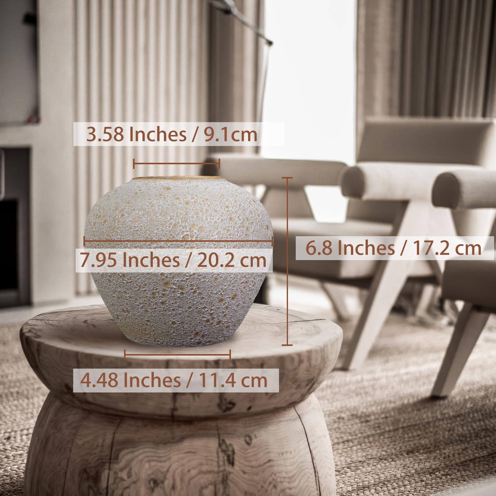 Rustikale Keramik-Vase Matt Schwarz – 17,2 Cm Hoch, Bauernhaus-Design, Für Wohnzimmer, Tischdekoration & Geschenk