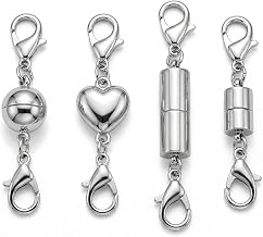 4 Stück Magnetisches Armband Verschluss, Magnetverschluss Kettenverschluss, Magnet Doppel Magnetverschluss für Ketten Halsketten Armbänder Schmuck Verschlüsse Magnetverbinder(Silber)