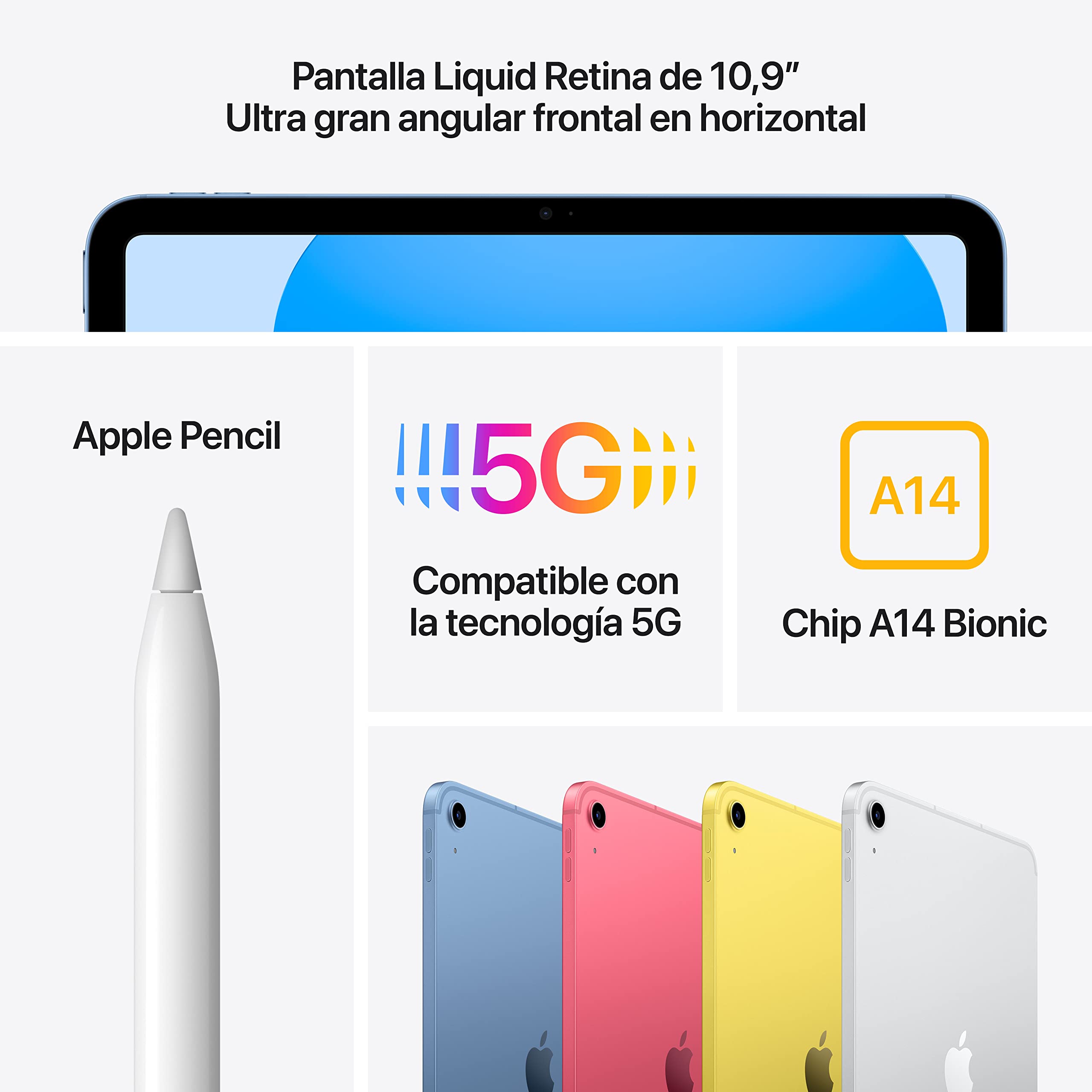 2022 Apple iPad (10,9-zoll, Wi-Fi + Zellular, 64GB) Silber (Generalüberholt)