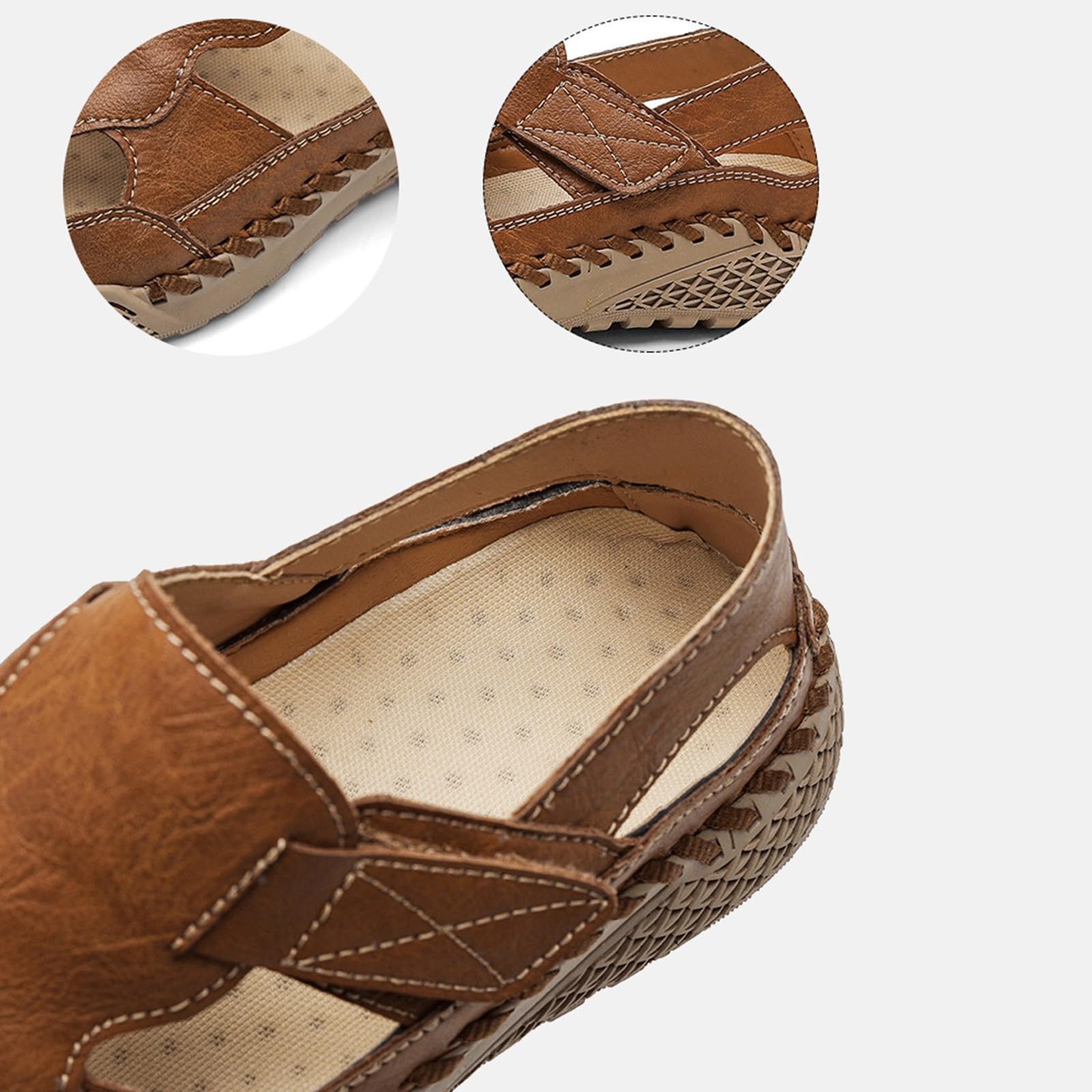 Sandalias de hombre de verano cómodas deportivas – Zapatillas de goma para hombre cerradas zapatillas antisavolo suave piel moda con arco plantar zapatos senderismo fitness zapatillas playa vacaciones