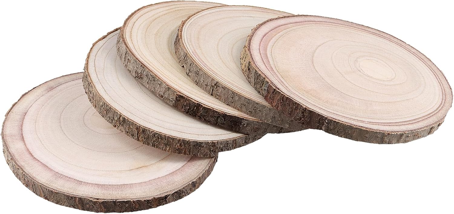 PINGEUI 12 Pack Wood Slices, 7-8 Inch Natural Wood Slices Circle Crafts, Round Rustic DIY Wooden Circle Crafts for Wedding Table Décor - Image 6