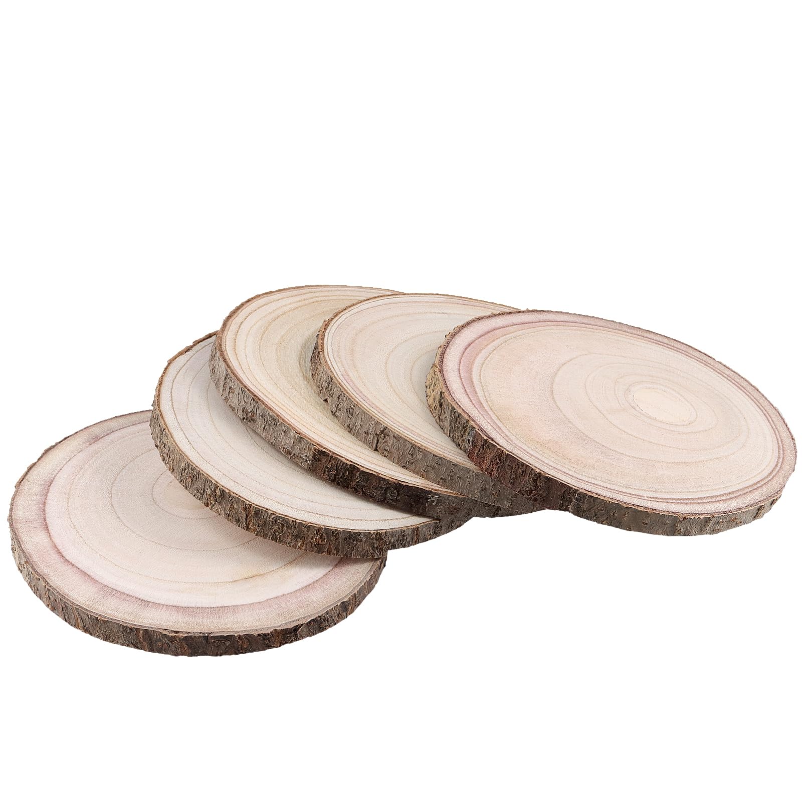 PINGEUI 12 Stück Holzscheiben, 17,8 - 20,3 cm, natürliche Holzscheiben, Kreis-Bastelarbeiten, rund, rustikal, DIY Holzkreis, Handwerk für Hochzeitstischdekoration