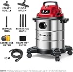 Vacmaster Red Edition VOC508S 1101 Stainless Steel Wet Dry Shop Vacuum 5 Gallon 4 Peak HP 16kPa Powerful Suction 1-1/4 inch Hose with Blower Function