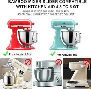 竹製ミキサースライダー KitchenAid対応 - キッチンエイド用スライディングトレイ ミキサースタンド ミキサー ヘビーキッチン家電用 - カウンタートップの移動と保管が簡単、ナチュラル、4.5-5クォート