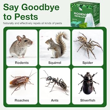 Mouse Rodent Repellent, 36 Pack Peppermint Oil Mouse Traps for Rat Mice, Ant, Roach, Spider, Squirrel, Nature Mouse Deterrent for Indoor Outdoor Use, for Garden & Home, Family & Pet Safe