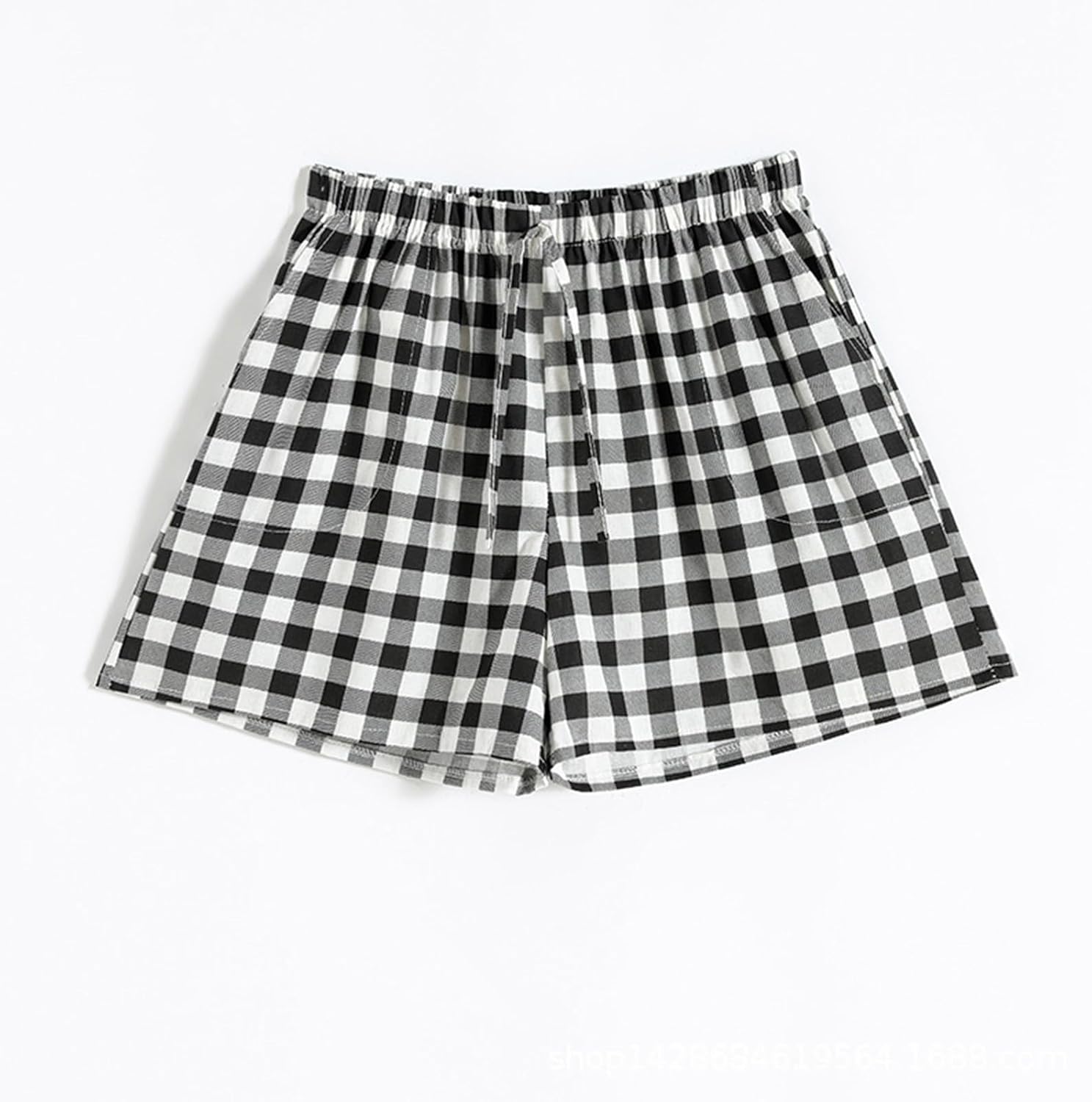 Girls Boxer Shorts Summer Casual Cotton Linen Lounge Gingham Plaid Shorts Y2K Beach Bottoms - Image 4