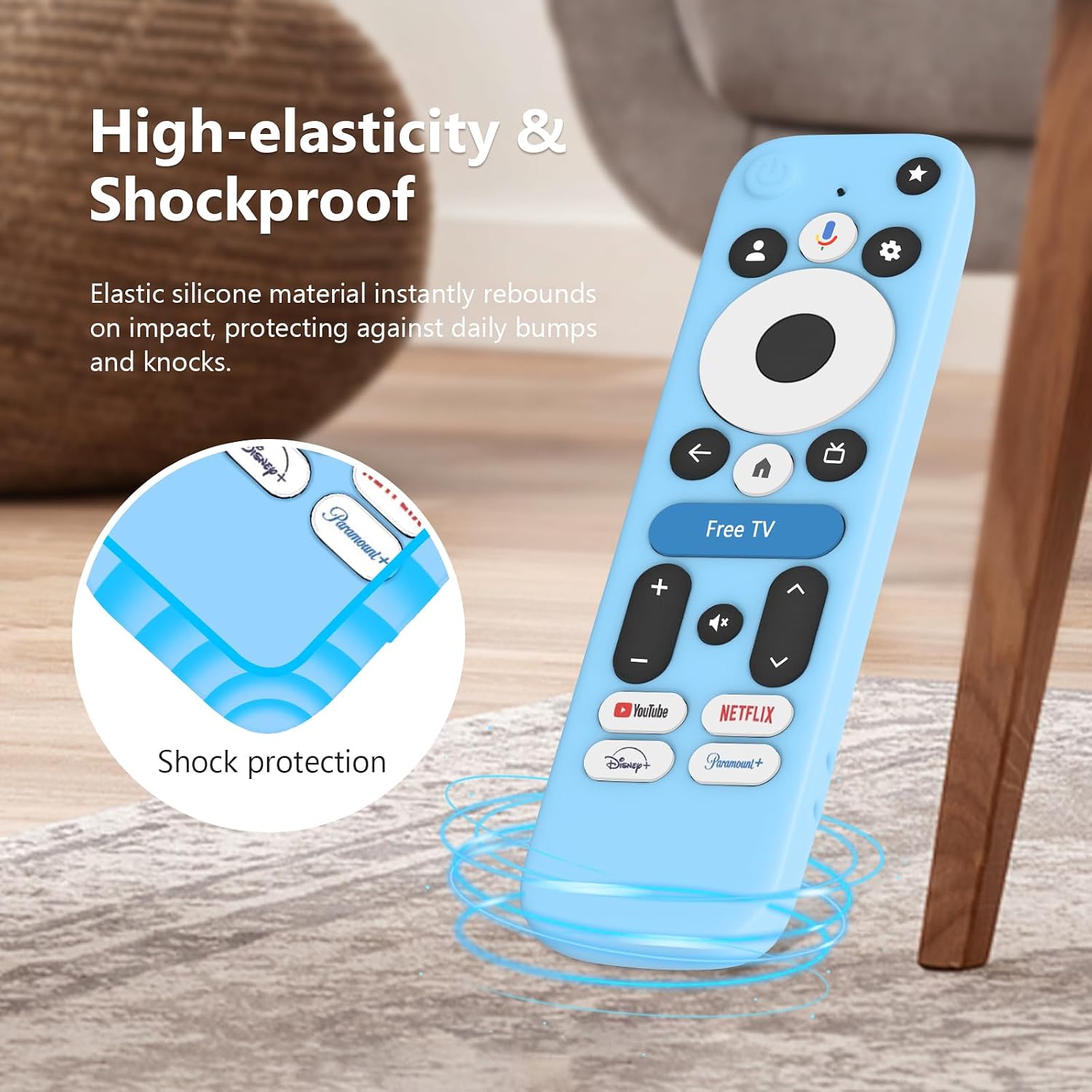 LEFXMOPHY Cover for onn Google TV 4K Pro Streaming Device (2024) Android TV Box Remote, Silicone Case Glow in Dark - Blue image 4