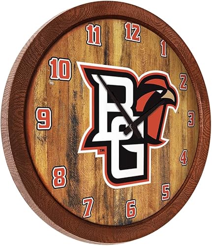 Miniatura 245 de The Fan-Brand NCAA Oklahoma Sooners: Faux Barrel Top Wall Clock Sports Team Bar Sign Décor - Home Man Cave, Party Decoration - Made On Demand
