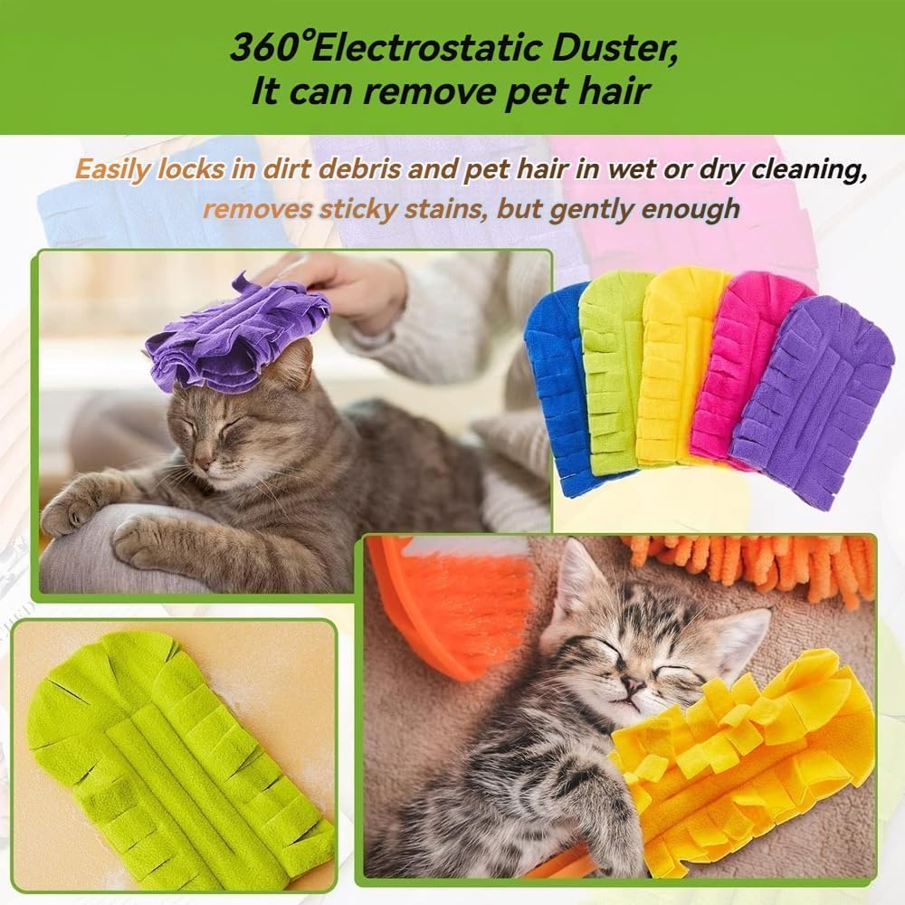 360° Electrostatic Duster Refills, Duster Refills Reusable - Washable Microfiber Dusting Heads with Extender Handle & Duster Handle, for A Dust-Free Home (3 Handle + 15 Refills)