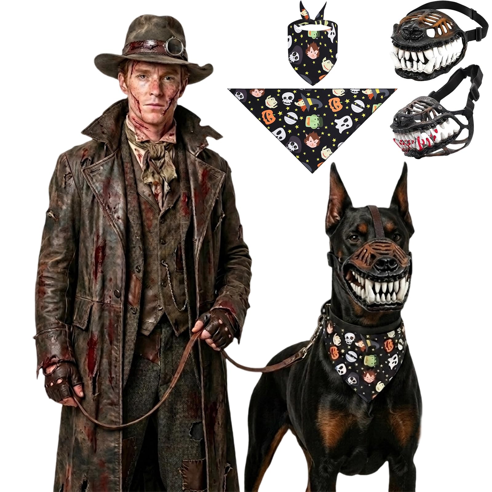 Scary Dog Muzzle with Teeth Halloween Costume Adjustable，Type-B：1：S