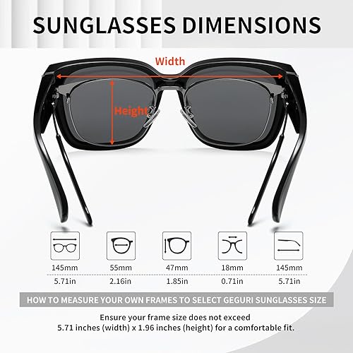 Miniatura 3 de GEGURI Lentes de sol polarizados para mujeres y hombres, lentes de sol cuadrados de moda envolventes con protección UV400 para conducir
