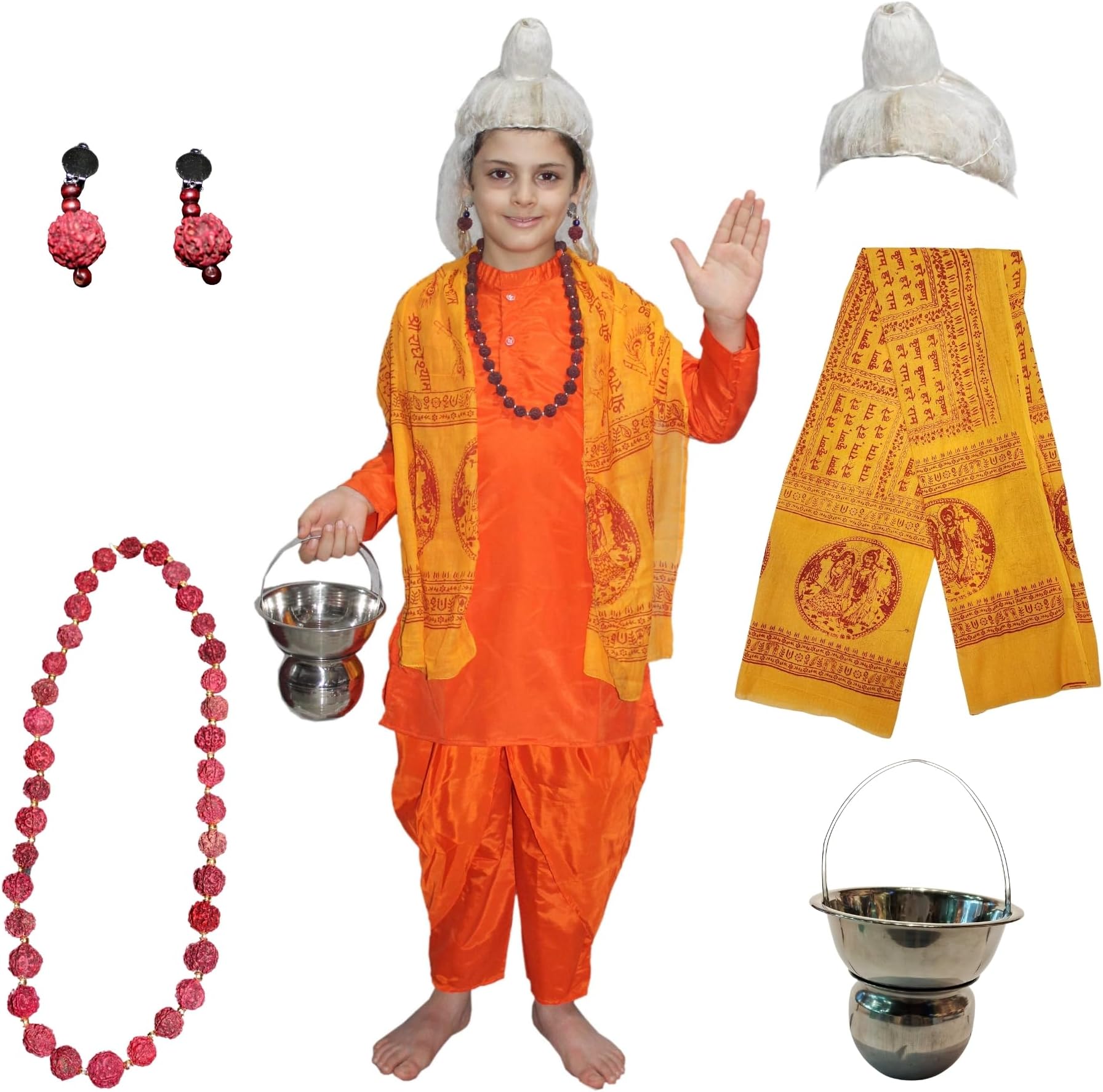 KFD Sadhu fancy dress for kids,Ramleela/Dussehra/RamNavami/Mythological Character for Annual function/Theme party/Competition/Stage Shows Dress