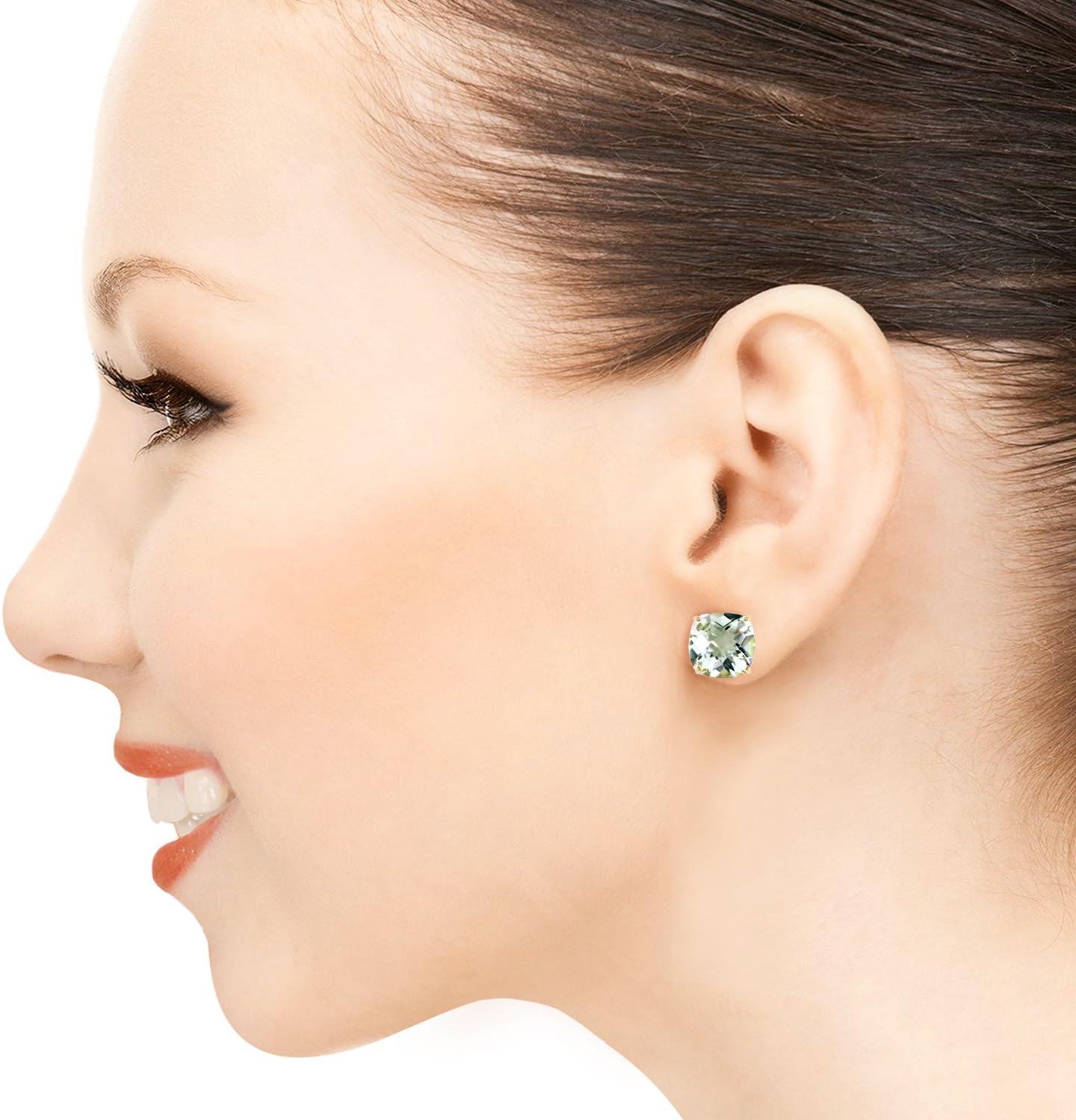 7.2 Carat 14k Solid Gold French Clips Earrings Green Amethyst - Image 2