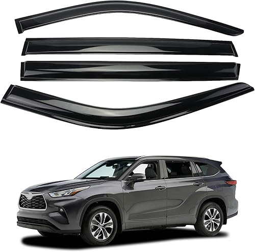 DOLKSN Deflectores de visera de ventana color negro humo, protectores de lluvia compatibles con Toyota Tacoma 2005-2018, juego de 4 piezas 94056