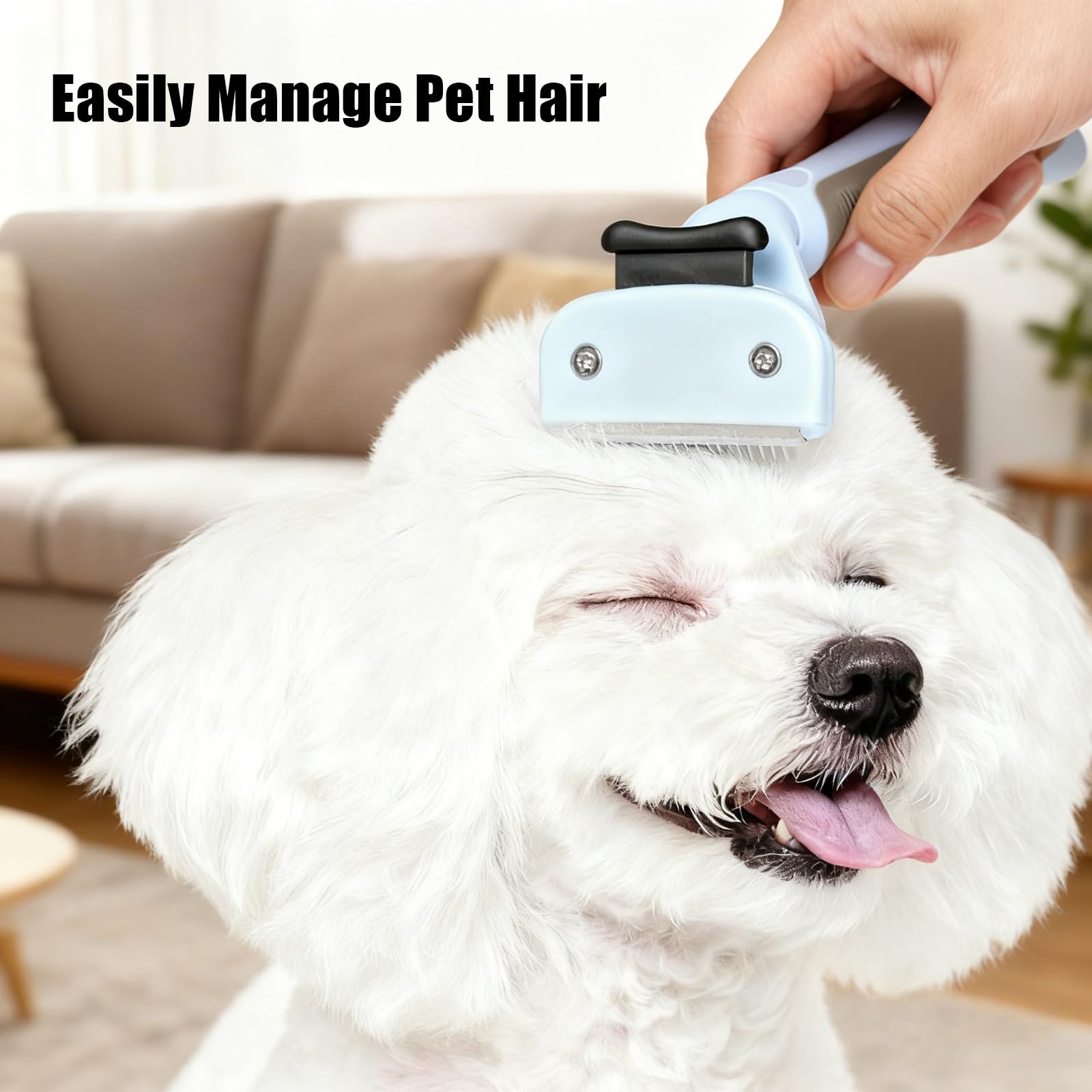 Brosse pour Chat, Brosse Chien, Brosses Chien Poil Court, Brosses Chat Poil Long, Nettoyage en un Clic, Adapté pour Chats Cheveux Courts et Longs, Bleu