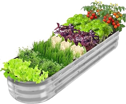 67-Inch Galvanized Raised Garden Bed, Metal Planter Box for Vegetables and Flowers, Large Outdoor Gardening Kit, Easy DIY Assembly, Weather-Resistant & Rust-Proof