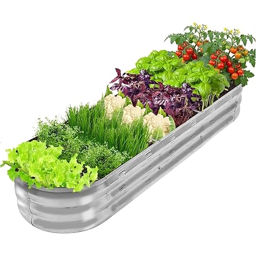 GADI 67-Inch Galvanized Raised Garden Bed, Metal Planter Box for Vegetables and Flowers, Large Outdoor Gardening Kit, Easy DIY Assembly, Weather-Resistant & Rust-Proof