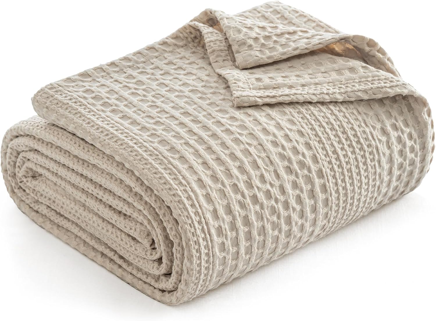 PHF Lightweight Waffle Weave Blanket King Size, Breathable & Ultra Soft, 104"x 90" Soft & Cozy Thin Blanket, Season & Hot Sleepers, Bed, Home Decor - Natural
