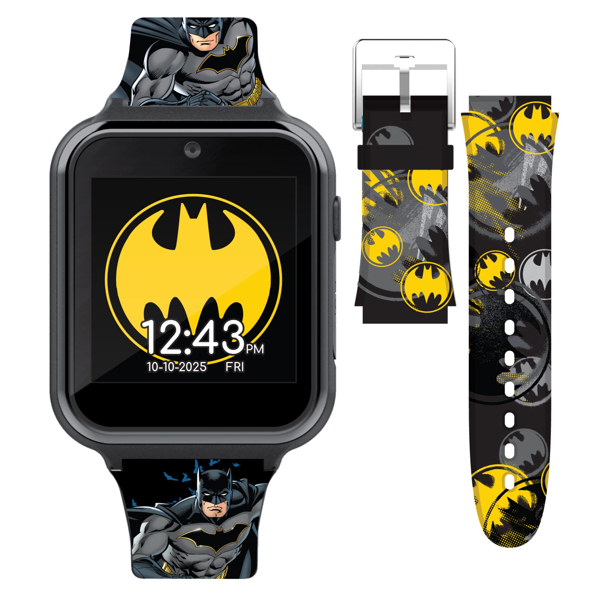 Batman Kids Smartwatch – Interactive Touchscreen with Games, Camera, Calculator & Fitness Tracker – 10 Watch Faces & Wallpapers – Adjustable Fit for Wrist Sizes 5.5"-8"