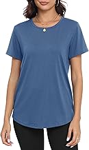 PRIMODA Womens Loose Fit Shirts Casual Short Sleeve Summer Flowy Tunic Tops Plain Long T Shirts