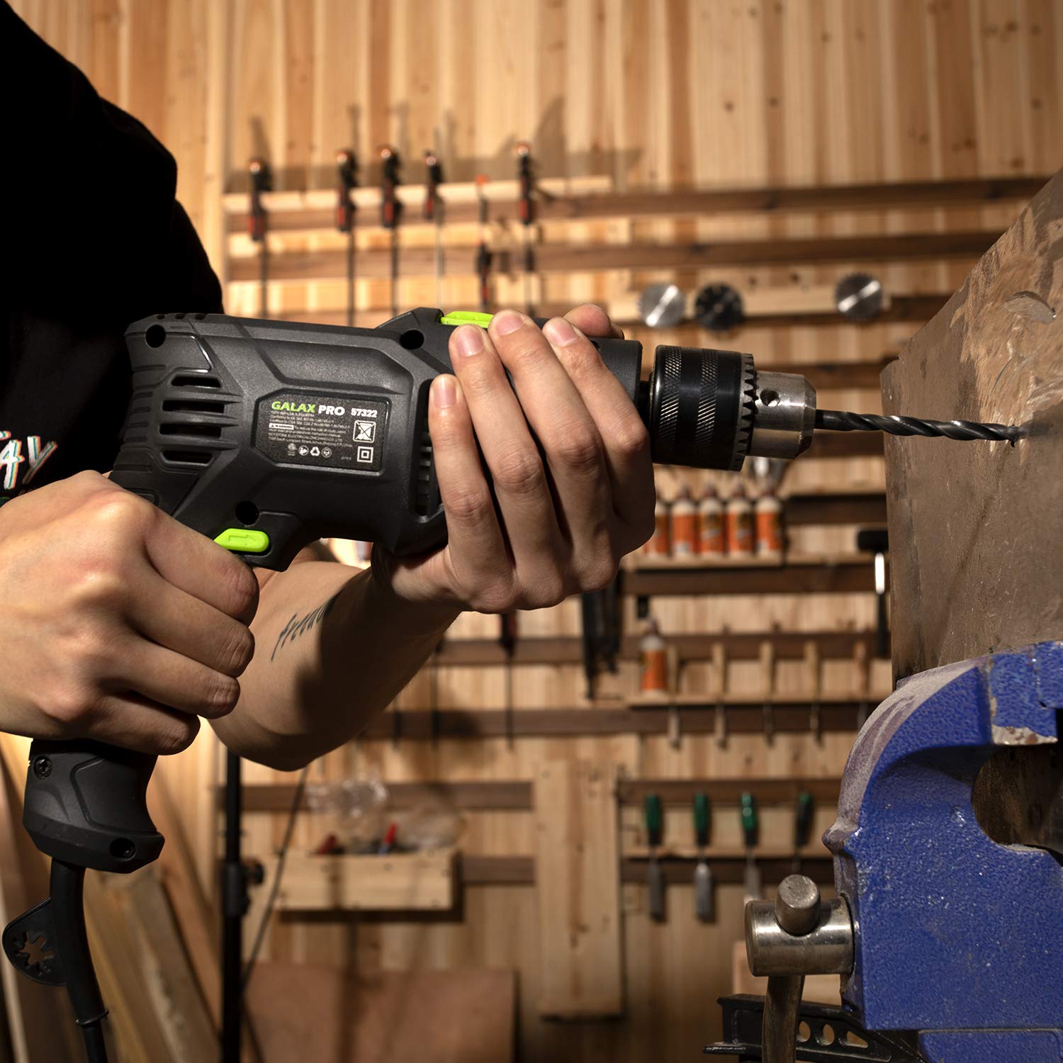 GALAX PRO Perceuse à percussion 600W, 13mm mandrin de perçage, 0-3000RPM, Perceuse puissante à vitesse variable pour métal, bois et béton