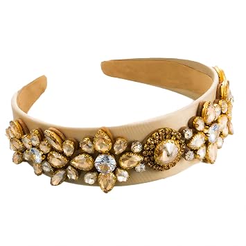 Womens Fashion Headband, Womens Colorful Diamond Decorative Wide Headband, Suitable For Girls And Womens Headband Accessories Champagne