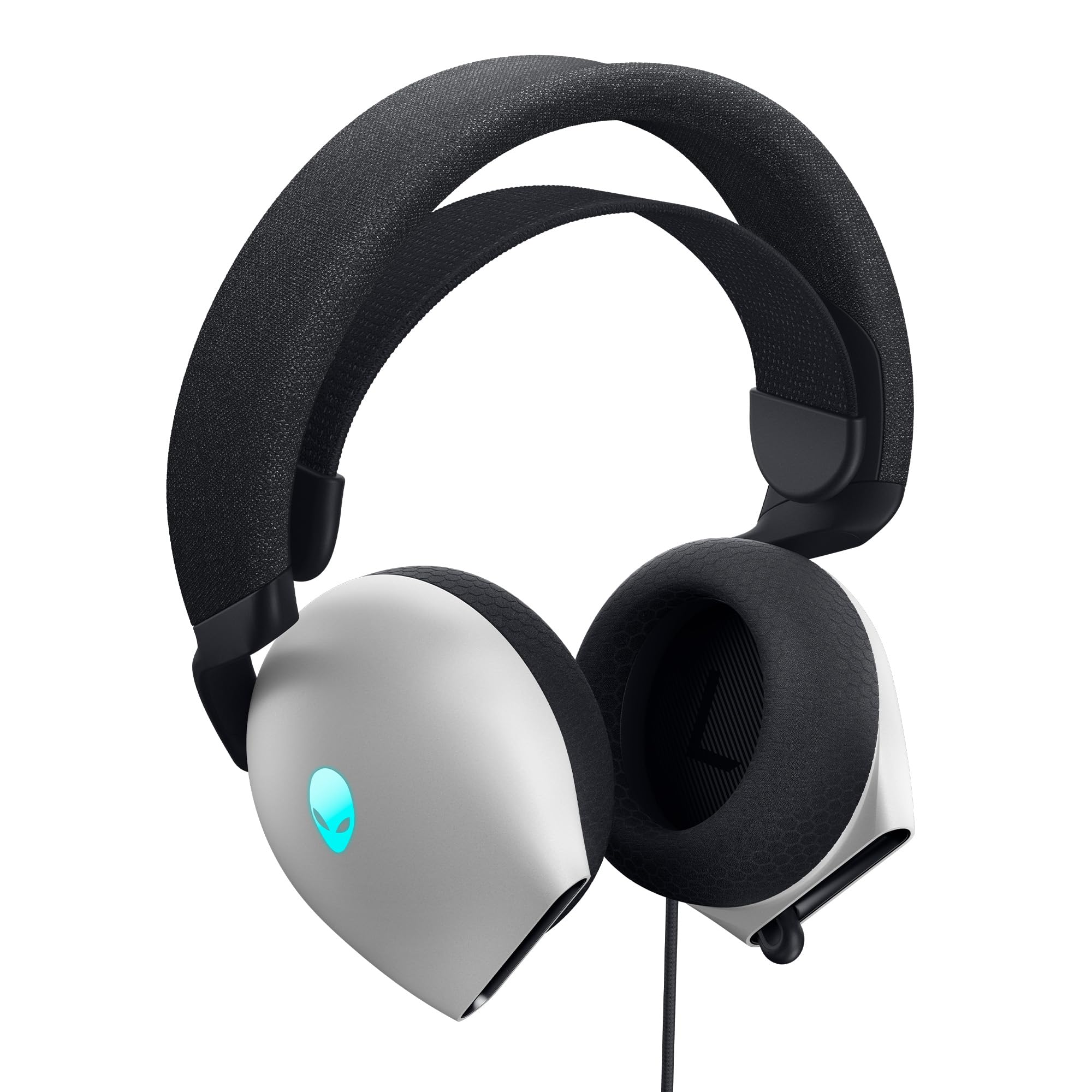 Alienware AW520H Cuffie da Gaming – Cablate con Audio Hi-Res, Dolby Atmos, Microfono Retrattile, Illuminazione RGB AlienFX, Lunar Light