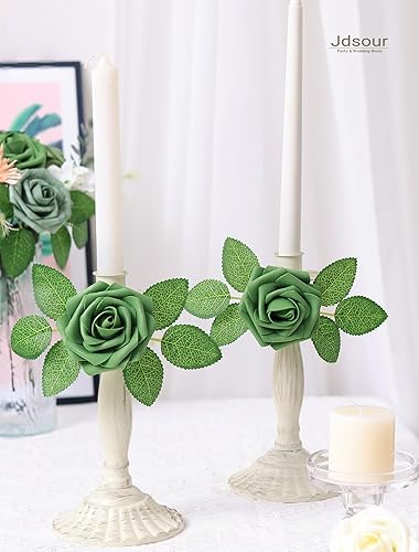 Miniatura 5 de 25pcs Artificial FlowerReal Looking Foam Roses wStem for DIY Wedding Bouquets Centerpieces Bridal Shower Party Decor-Shades of Army Green
