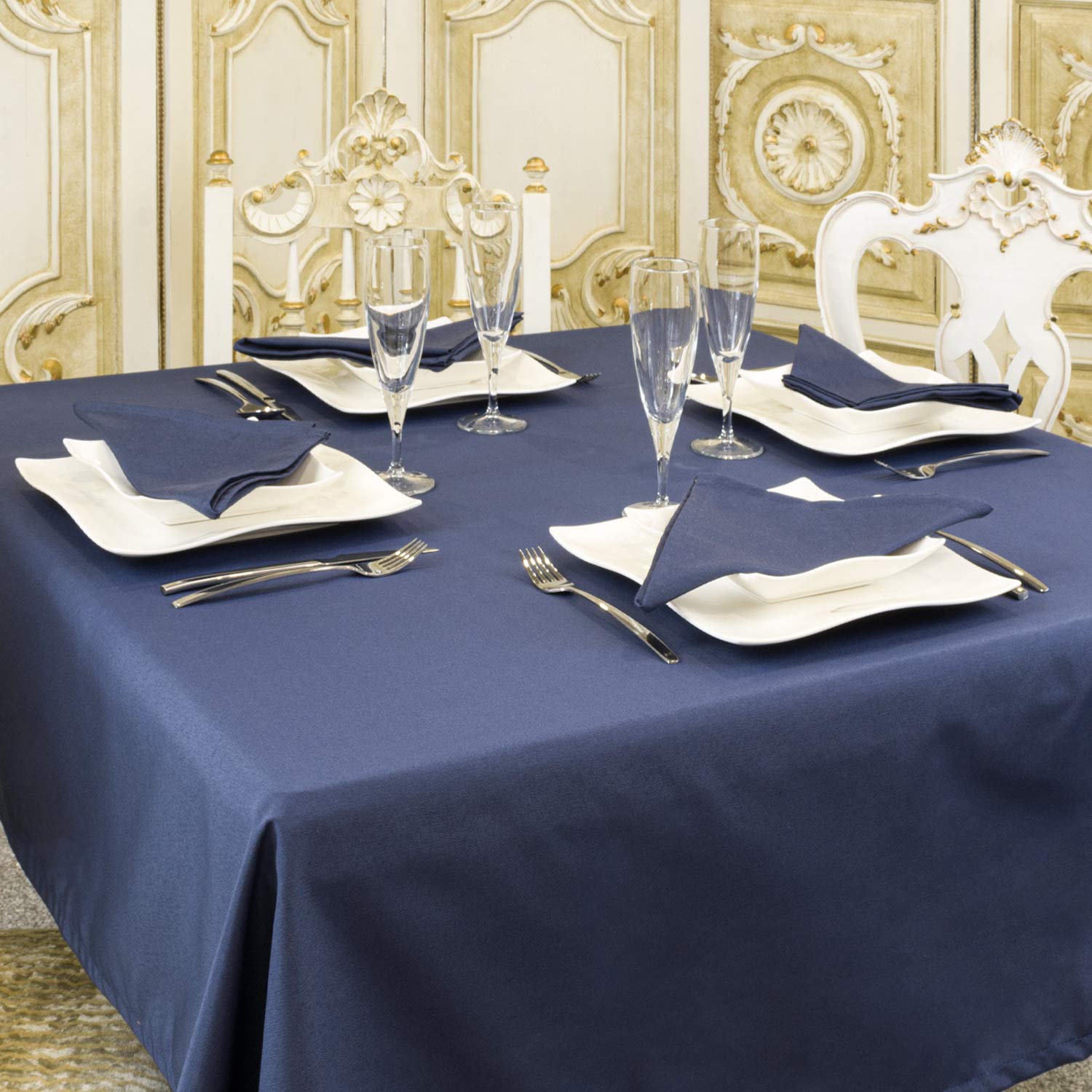 BgEurope Luxe Bleu uni Nappe anti taches Proof résistant – Rectangle – Grandes tailles, bleu, (140cm x 350cm (55" x 137"))