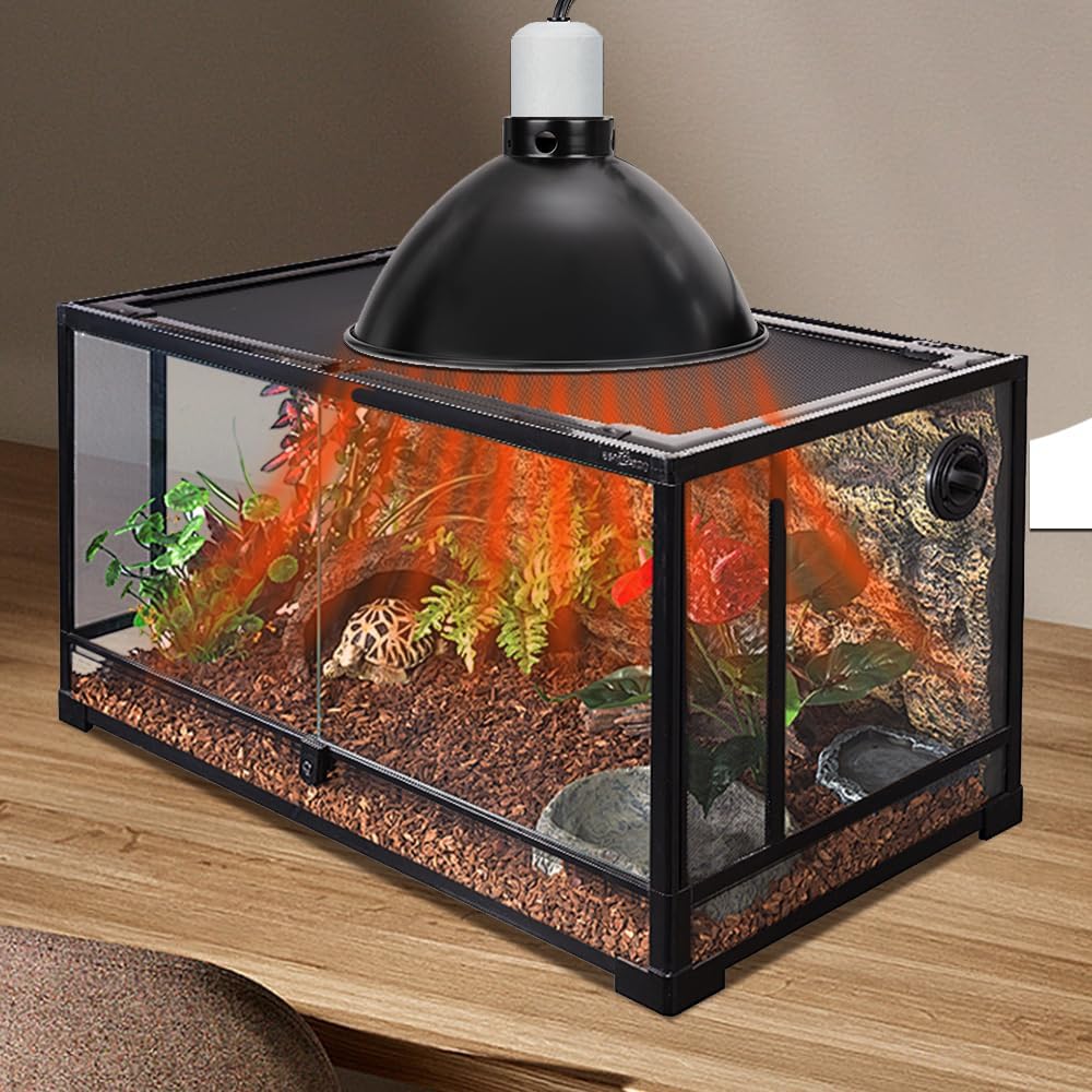unipaws Reptile Heat Lamp for Lizard, Chickens, Turtle, Bearded Dragon, Puppies, 8” Clamp Lamp for Tanks, Terrariums, Whelping Box, E26 Socket Lighting, 100W Ceramic Heat Bulb Included