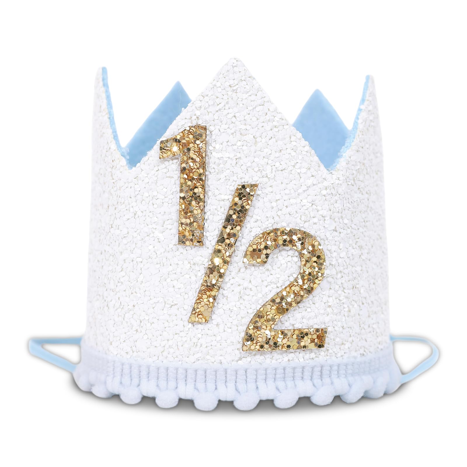 Onperpoe Blue Half Birthday Hat, 1/2Birthday Hat Boy Girl Crown Princess Party Decoration Photo Props for Baby Boy 6 Months Birthday Hats with Elastic Band