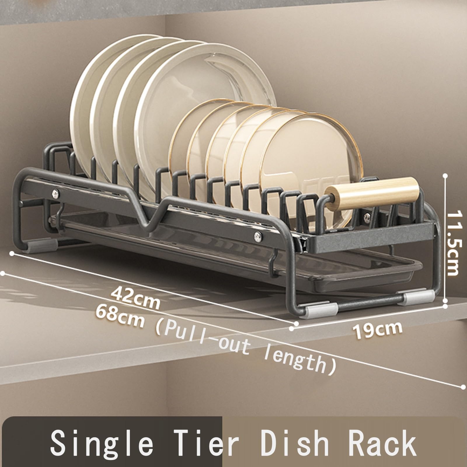 Piccolo scolapiatti, scolapiatti Compatto per Piano Cucina, Porta Piatti con Guide scorrevoli, Estraibile Senza Foratura 42x19x11,5 cm, salvaspazio per la Cucina (scolapiatti)