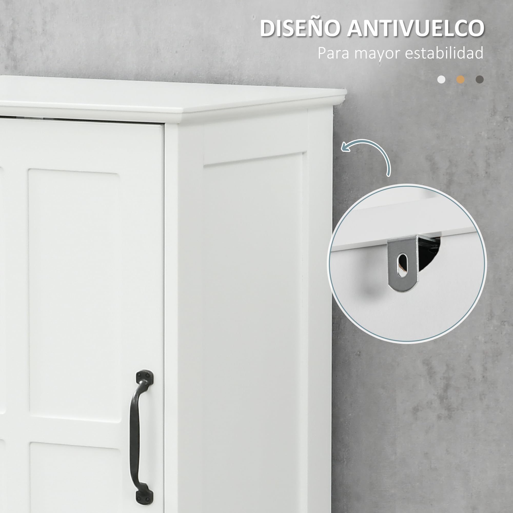 kleankin Columna de Baño Armario de Baño Alto con 2 Puertas 1 Cajón Estante Abierto y Estantes Ajustables Antivuelco 40x30x164 cm Blanco
