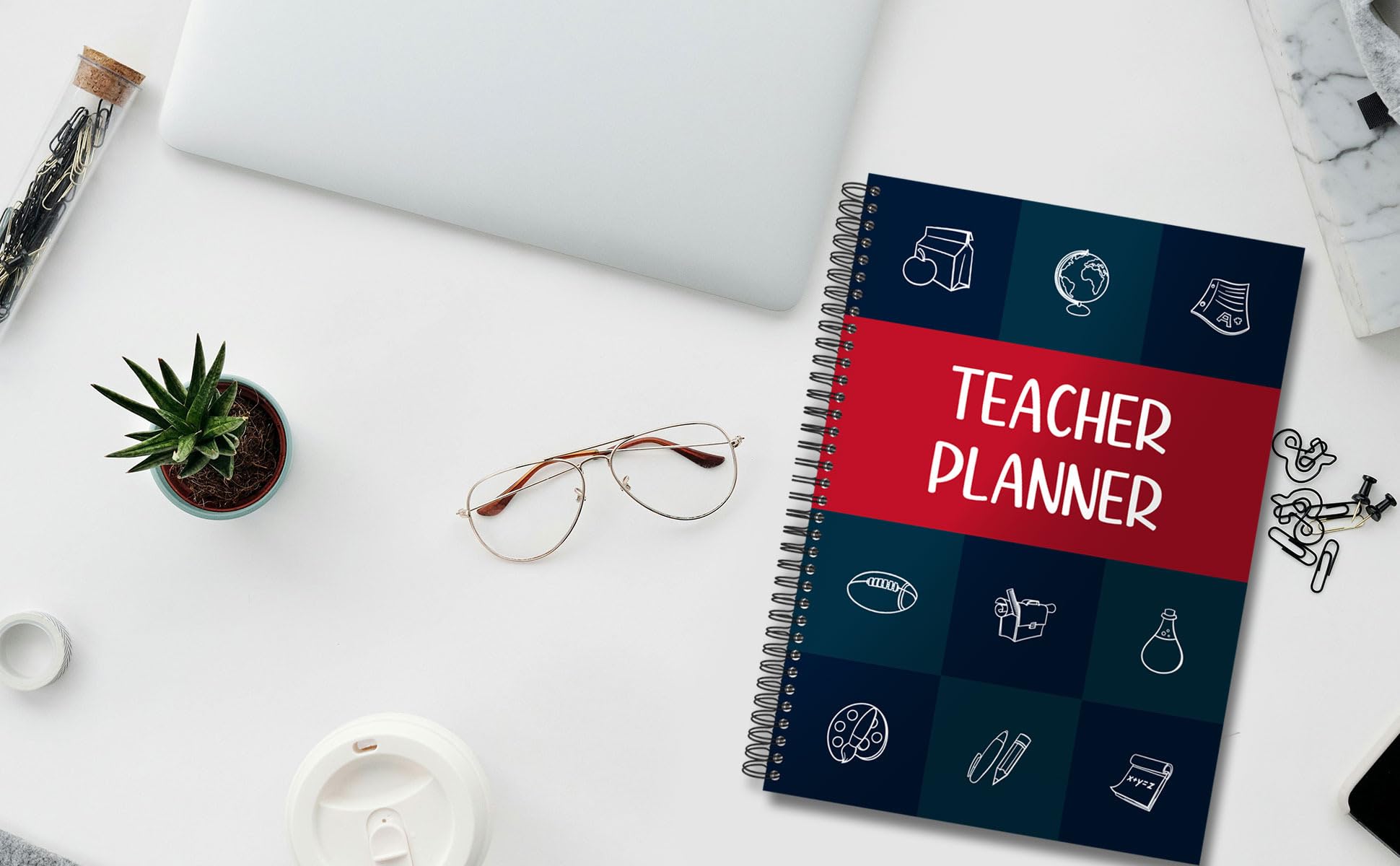 Undated UK Teacher Planner - A4, Primary/Secondary School, 7 Subjects/Periods, Dark Blue & Red - Image 2