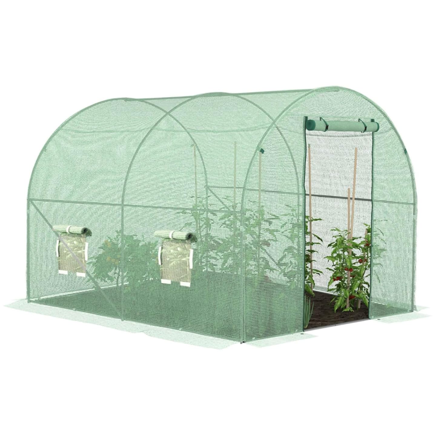 IDMarket - Bâche de Rechange pour Serre de Jardin Tunnel 6m² 3 x 2 x 2 m Anti-UV avec Porte et fenêtres Roma Verte