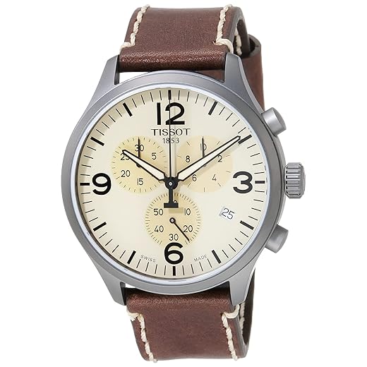 Tissot Mens Chrono XL 316L Stainless Steel case with Grey PVD Coating Quartz Watch, Brown, Leather, 22 (T1166173626700)