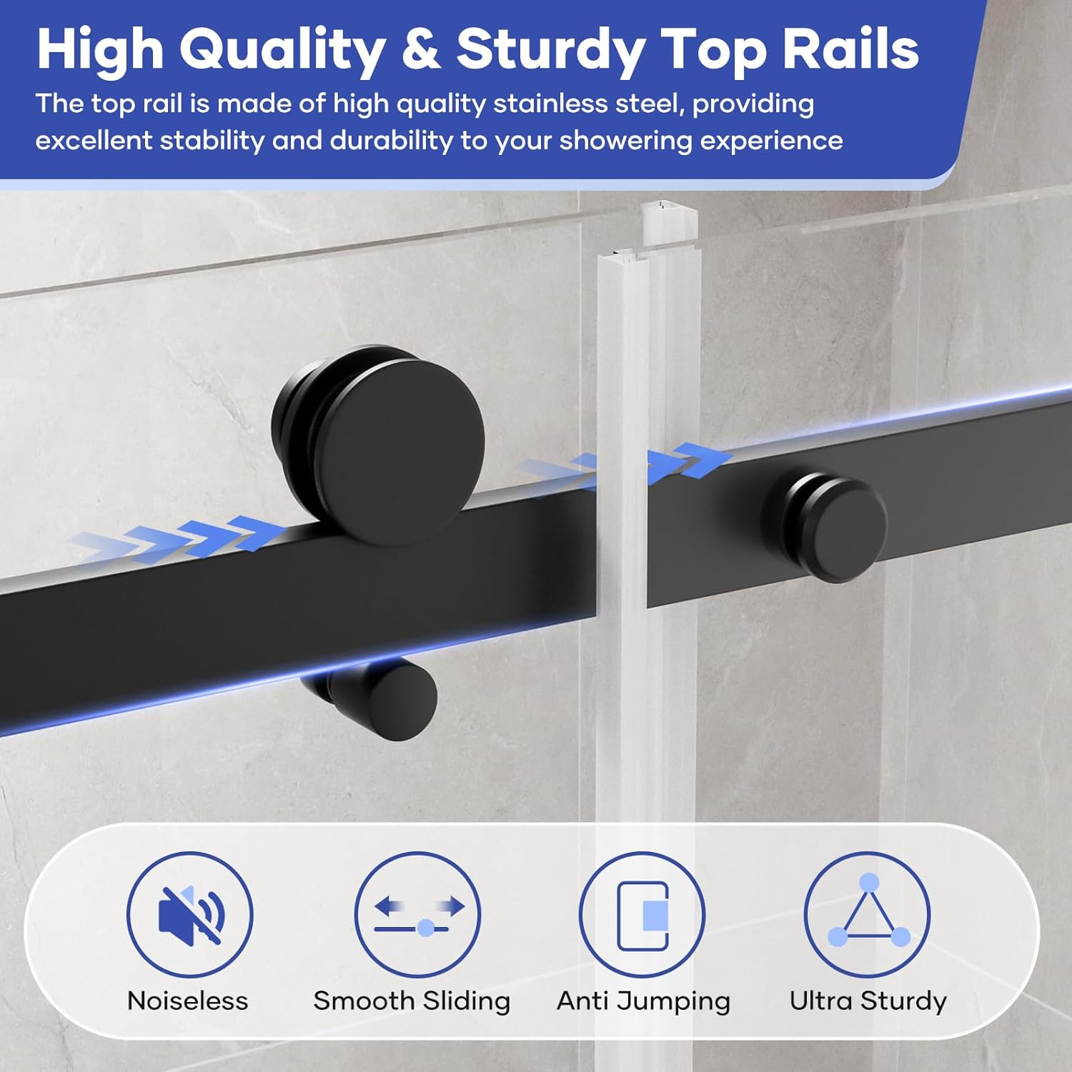 Venice Frameless Shower Door 60 in W x 74 in H,5/16"(8mm) Clear Tempered Glass Door, Bathroom Shower Door with 18 inch Pull Handle, Stainless Steel Hardware Black
