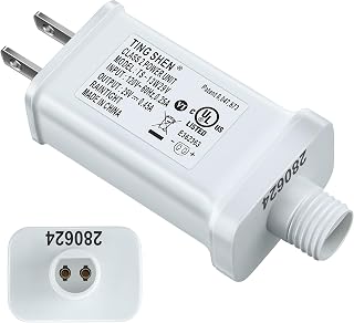 Enhon 29V LED Power Supply, UL Certified Transformer Replacement, Low Voltage Transformer US Plug Adapter for Christmas Tree LED String Lights, White (TS-13W29V)