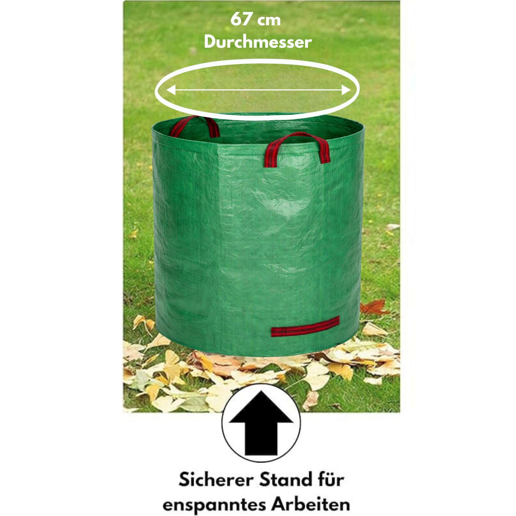 DIVID® Gartensäcke mit Handschuhen & Trageschlaufen |Gartensack 6x 272L Set Laubsack Gartenabfallsack - Selbststehend 4 Griffe Stabil Robust & Faltbar - Rasenschnitt für Gartenabfälle Grünschnitt