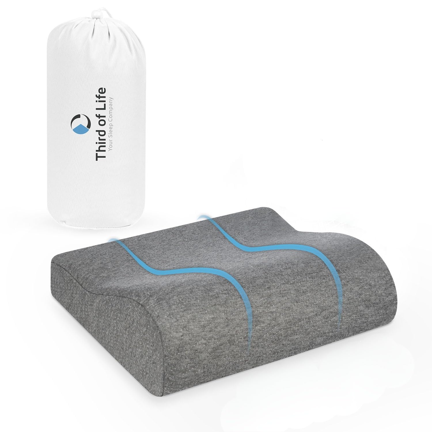 Third of Life Nackenkissen Flugzeug, Ergonomisches Reisekissen ONDA, Nackenstützkissen gegen Nackenschmerzen, Weiches Memory-Foam Kissen für Kinder, Erwachsene, Allergiker, Kleines Nackenkissen Auto