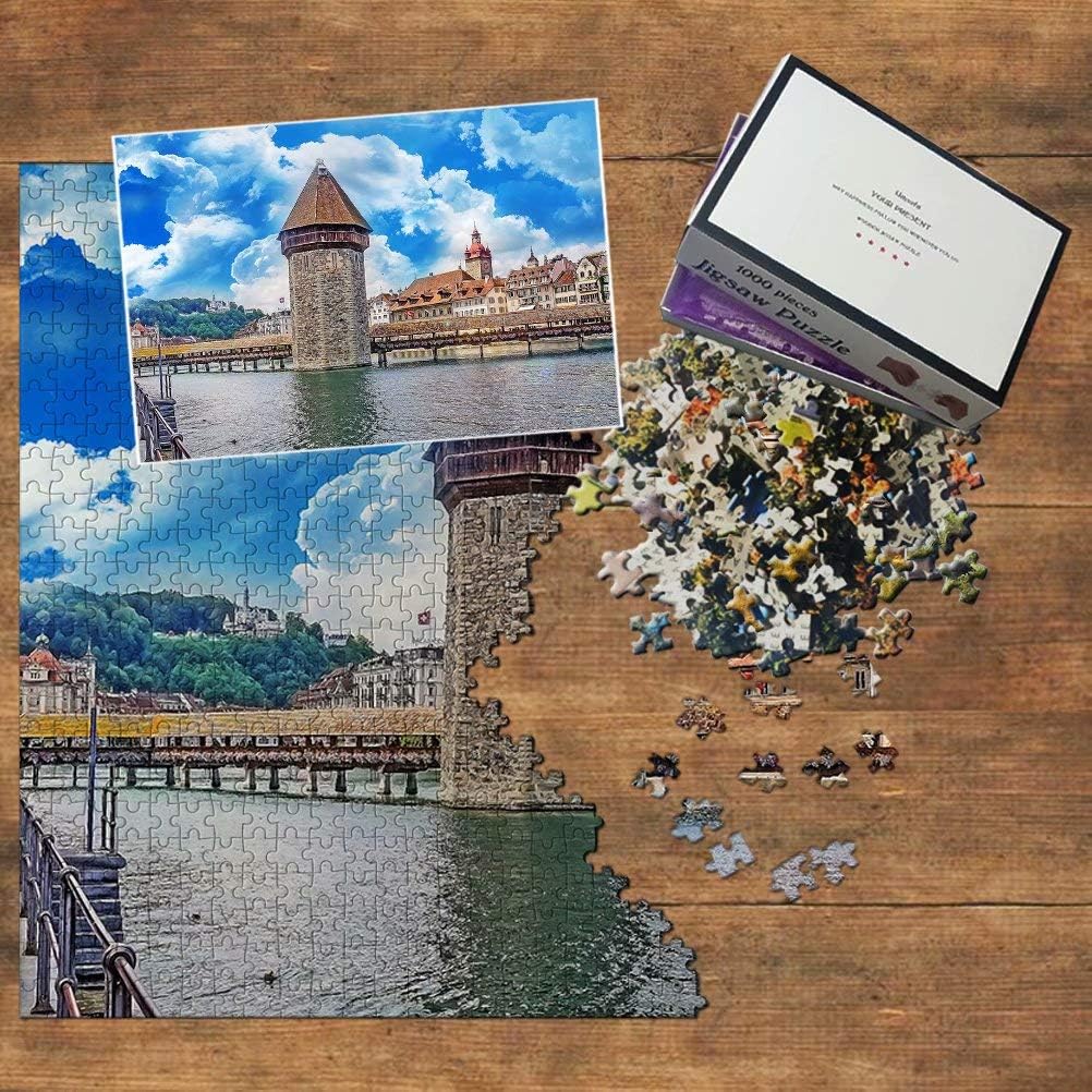 Switzerland Jigsaw Puzzle 1000 Piece Switzerland Chapel Bridge Lucerne Puzzle Travel Souvenir Wooden