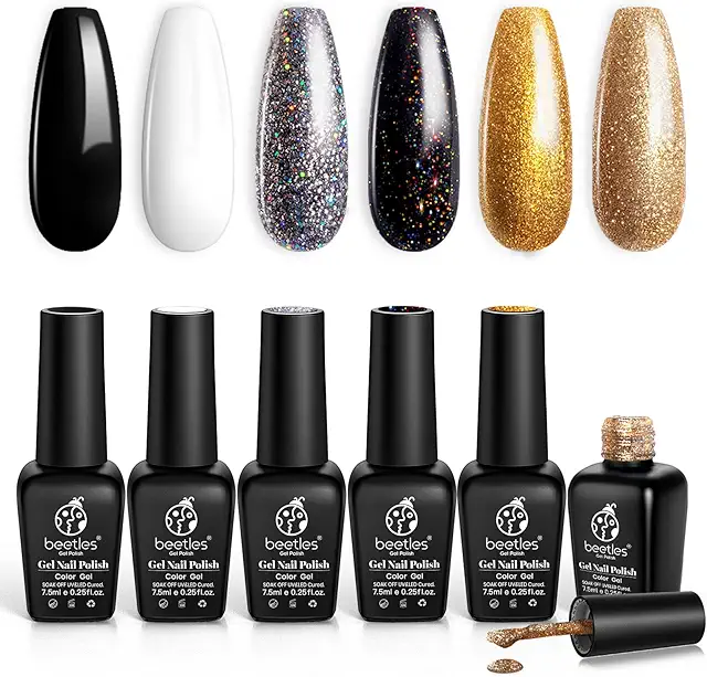 Champagne Rose Gold Glitter Gel Nail Polish Set - 6 Colors All Season Kit