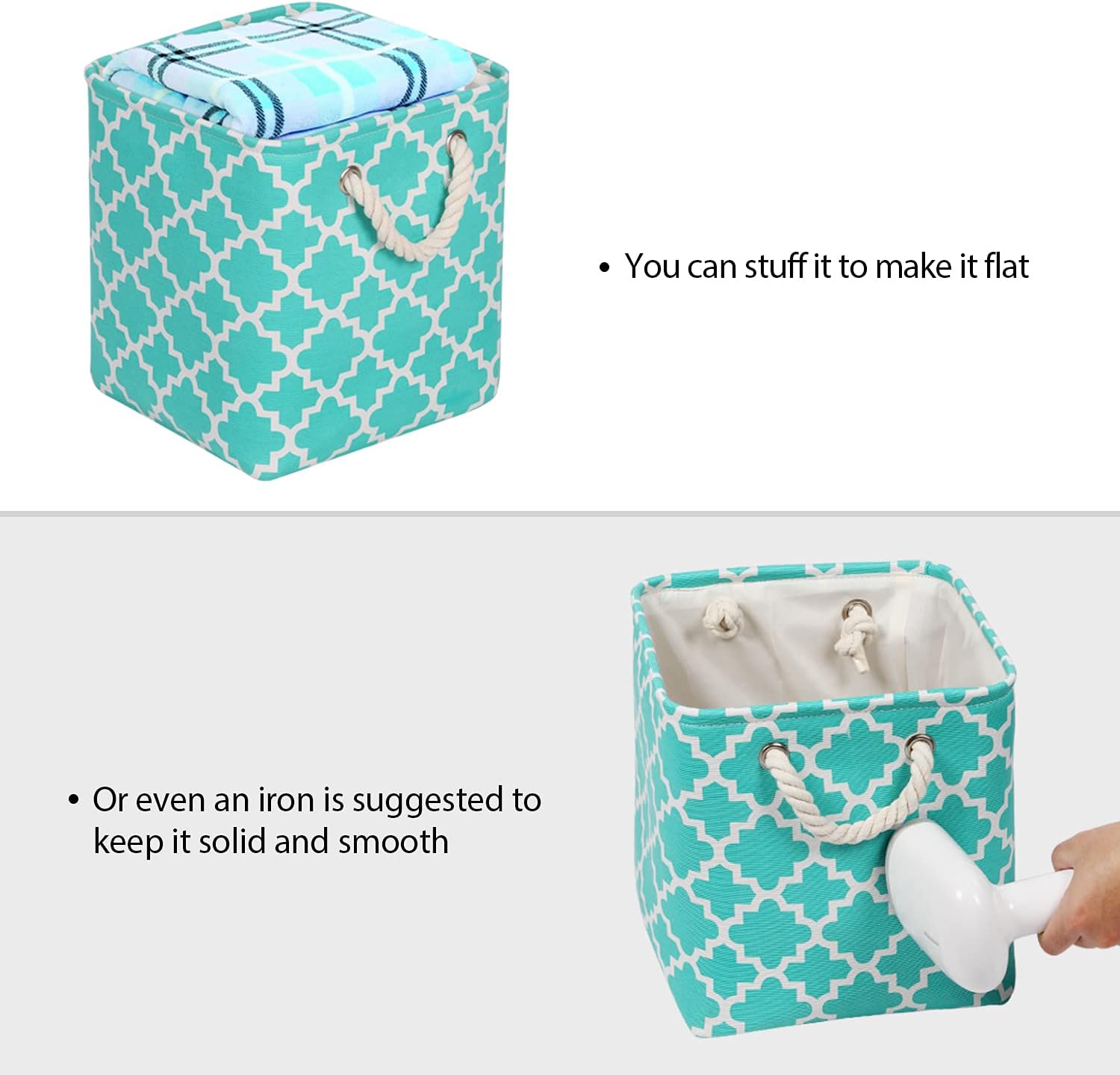 Univivi Cube Storage Bins [4-Pack] Green Fabric Storage Cubes with Sturdy Cotton Carry Handles Storage Basket for Shelf Closet Nursery Home Office Organizing (10.5" x 10.5" x 11")
