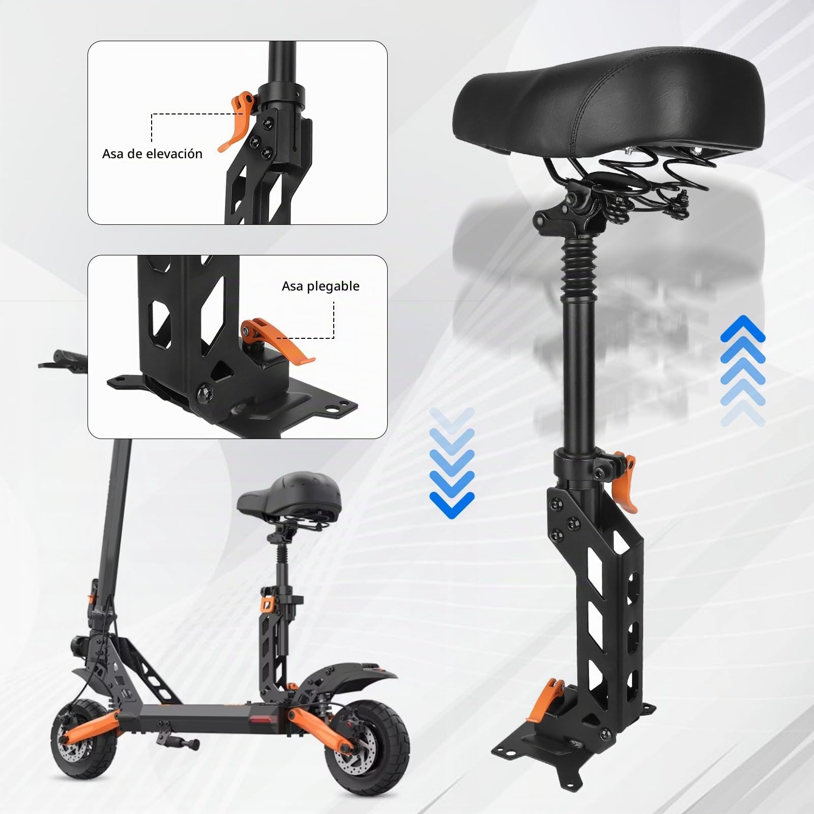 Asiento de Scooter, Asiento para KuKirin G2 Pro DB Patinete Eléctrico con Amortiguación y Diseño Desmontable Almohadón Pequeño de Motocicleta Plegable para Ciclismo de Larga Distancia