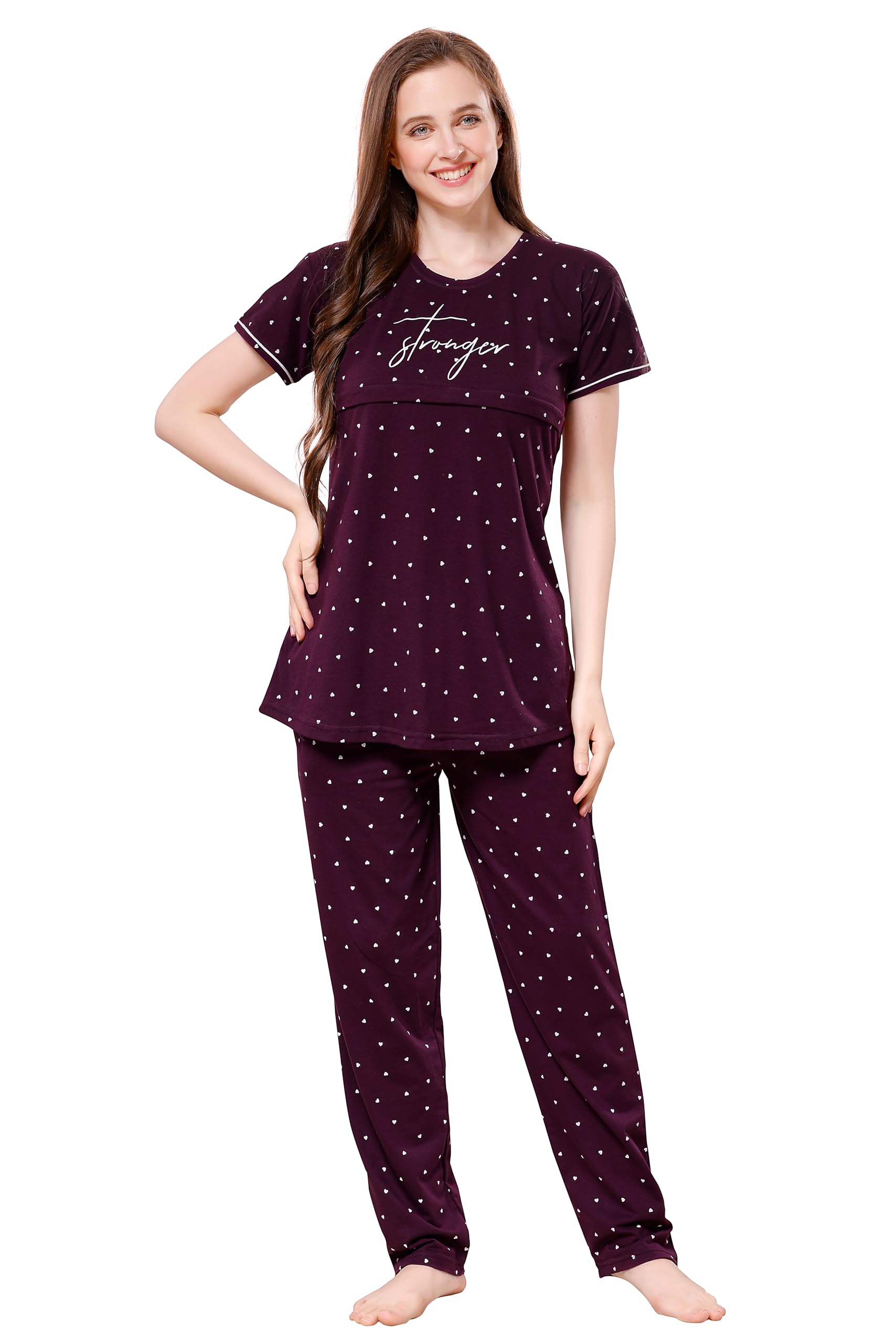 TIGYWIGY Women's Cotton Top And Pyjama Set