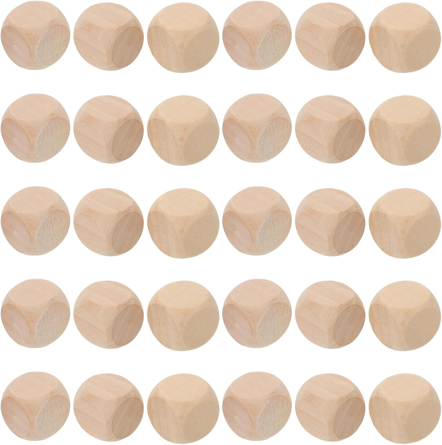 GARVALON 100pcs Handcrafted Wooden Dice Cubes 20mm Beige Blank Surface Wood Blocks for Family Gatherings and Educational Tools
