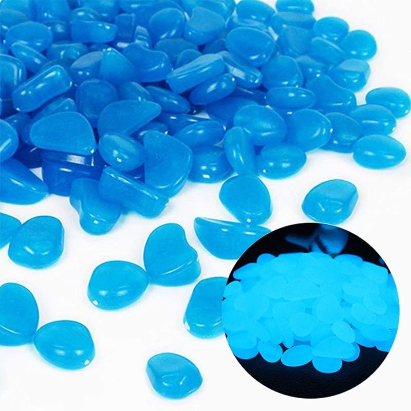 Pedras Decorativas para Aquário que Brilham no Escuro Oubest Blue, Pacote com 200